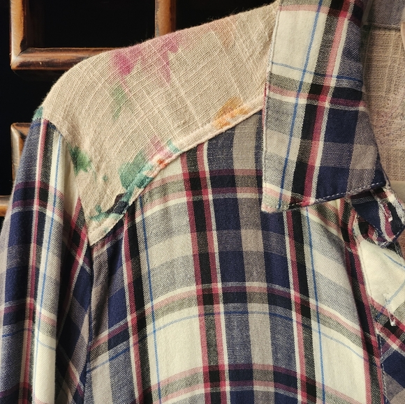 Philosophy plaid dress/kimono style layer piece - Picture 7 of 9